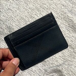 USED Burberry Black Blue Card Holder with Money Clip